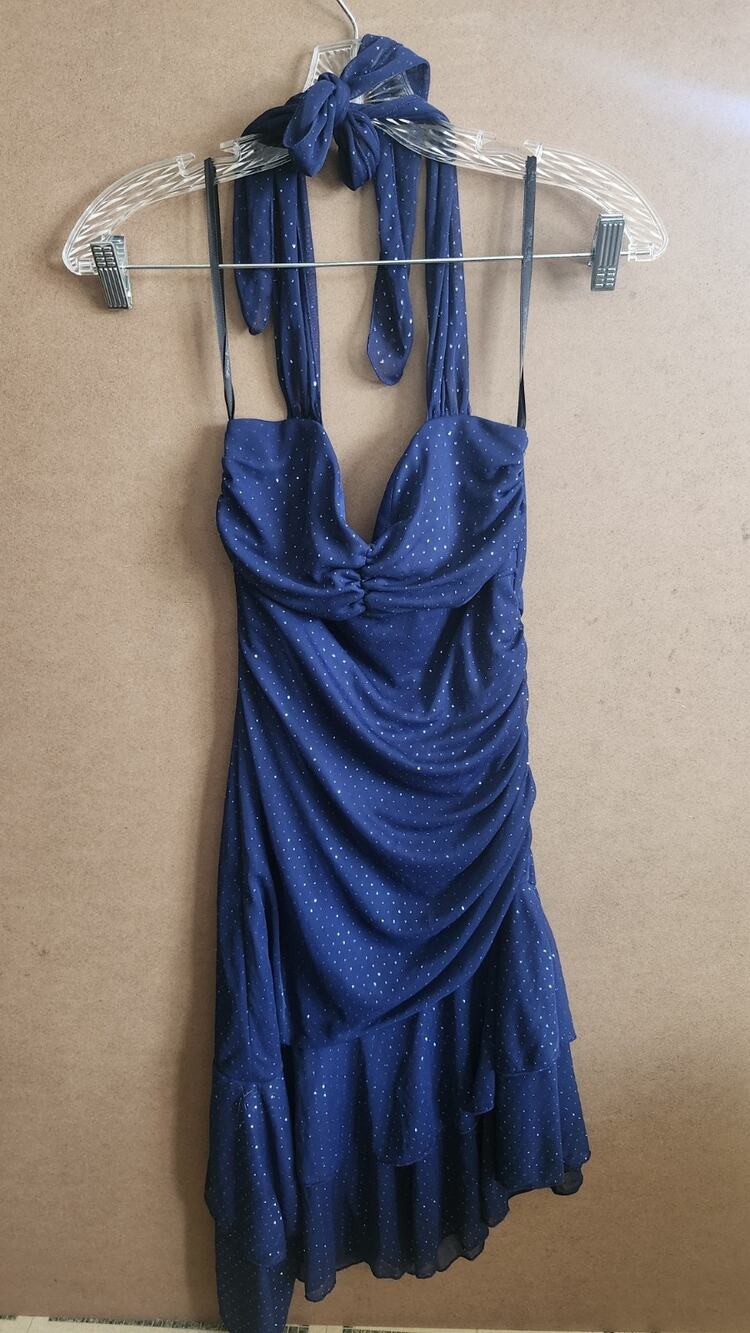 Vtg 90s My Michelle Blue Glitter Dress S Made in USA Whimsigoth Y2K Party #225